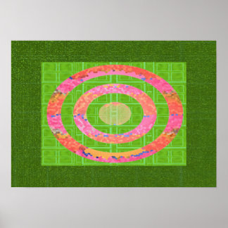 Affiches HUE de vert et Chakra Oval Stainedglass rose