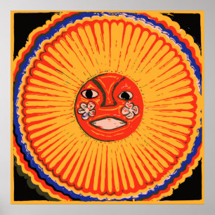 Affiches Huichol Native American Art, le soleil