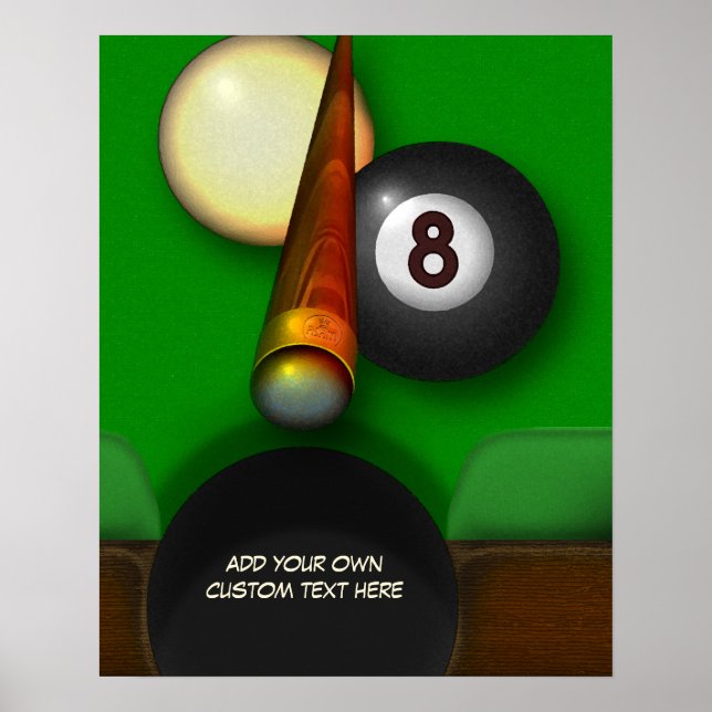 Affiches Huit Bal Pool et Billard Personnalisé (Devant)
