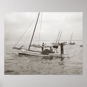 Affiches Huître Boats, 1903. Photo vintage