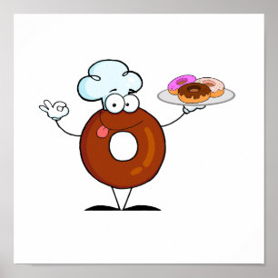 Affiches humoriste donut chef personnage de dessin animé