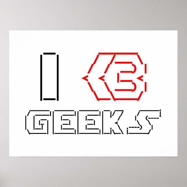 Affiches I Heart Geek ASCII ART (Devant)