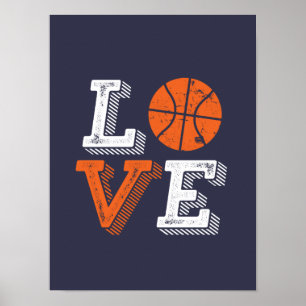 Affiches I Love Basketball Sports Games Fan