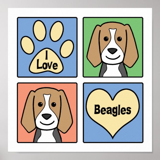 Affiches I Love Beagles (Devant)