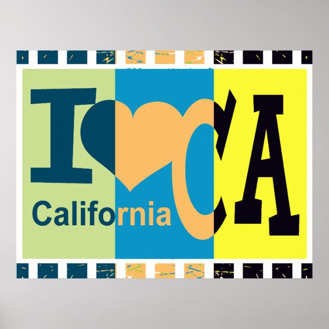 Affiches I love California - Pop art (Devant)