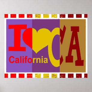 Affiches I love California - Pop art