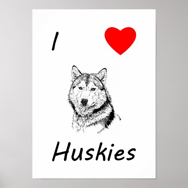 Affiches I Love Huskies (Devant)
