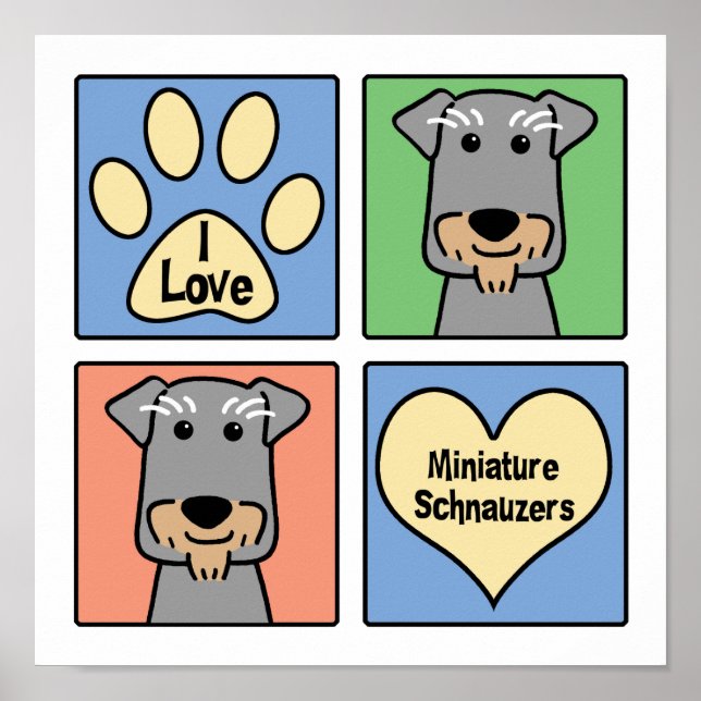 Affiches I Love Miniature Schnauzers (Devant)