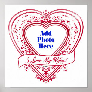 Affiches I Love My Wifey ! - Photo Red Hearts