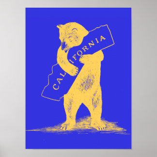 Affiches I Love You California—Bleu et Or