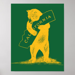 Affiches I Love You California—Vert et Or