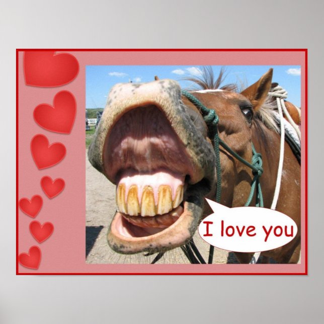 Affiches "I Love You" Horse Print Personnalisable (Devant)