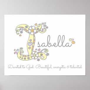 Affiches I pour Isabella nom d'art doodé initial