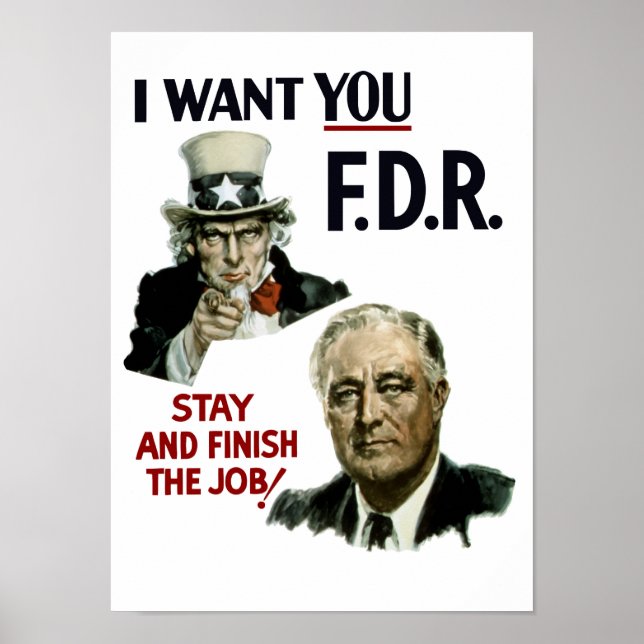 Affiches I Want You FDR -- Uncle Sam WWII (Devant)