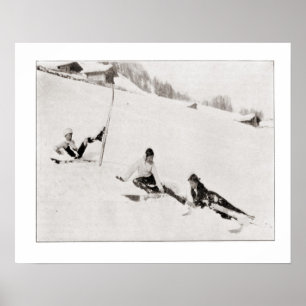 Affiches Iamge vintage de ski, amusement dans la neige