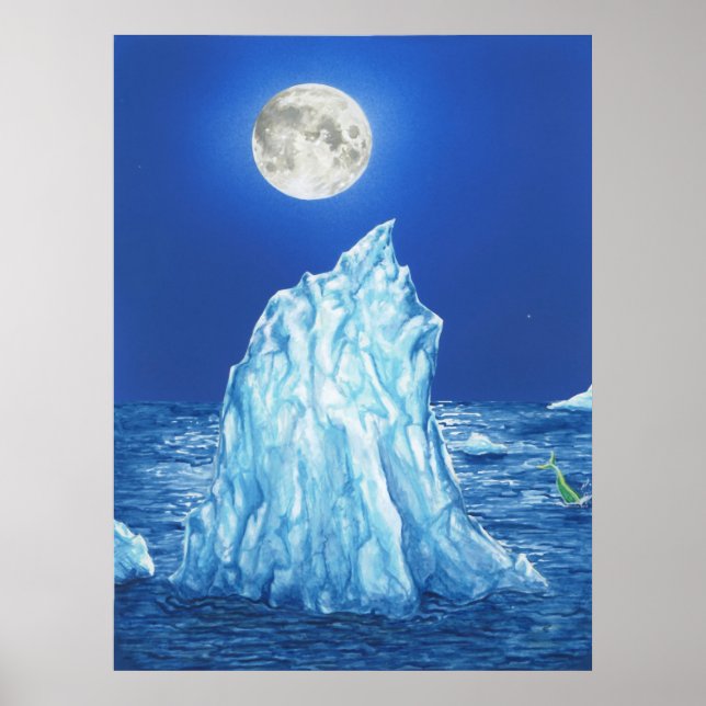 Affiches Iceberg des neiges sous la Pleine lune (Devant)