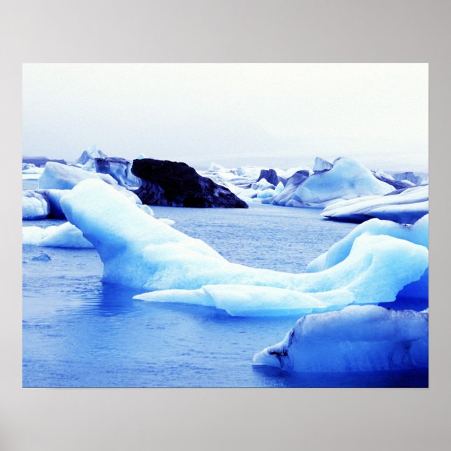 Affiches Icebergs à la lagune de Jokulsarlon (Devant)