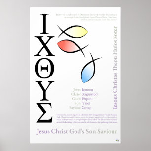 Affiches Icthus Poisson Symbole Anglais Orthographe