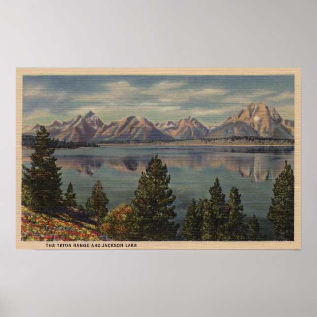 Affiches Idaho - Vue sur la chaîne de Teton et le lac Jacks (Devant)