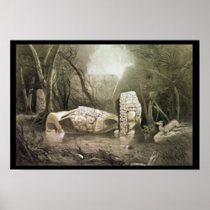 Affiches Idole maya brisée à Copan, Guatemala