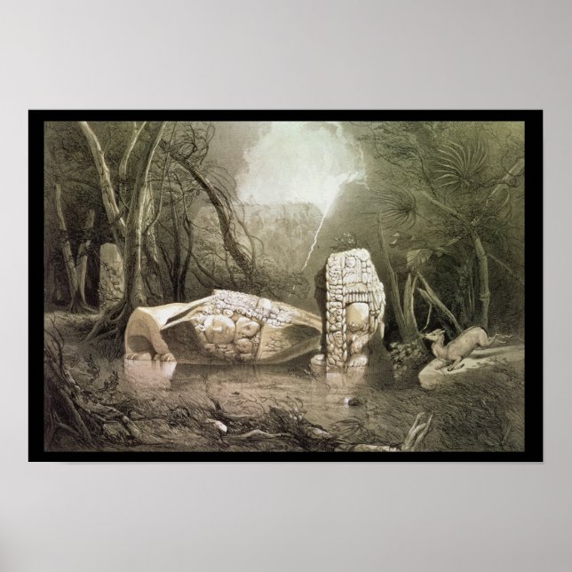 Affiches Idole maya brisée à Copan, Guatemala (Devant)