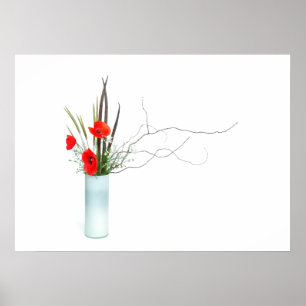 Affiches ikebana rouge de disposition de fleurs de pavot