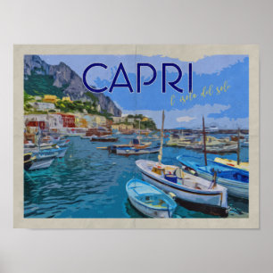 Affiches Île de Capri Italie Vintage voyage en détresse