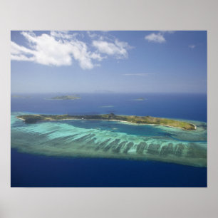 Affiches Île Mana et récif de corail, îles Mamanuca