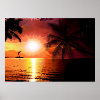 Affiches île-sud-565242. IMAGINAIRE TROPICAL SOIR PALM