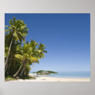 Affiches Îles Cook, Aitutaki. Tour de canoë polynésien vers