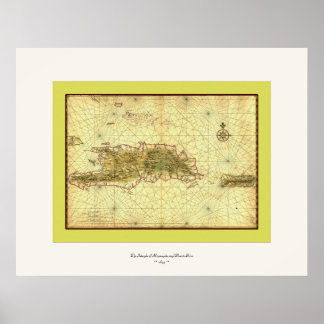 Affiches Îles d'Hispaniola et Porto Rico ~ 1639