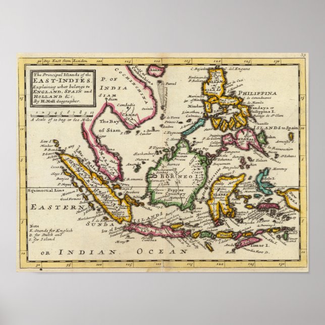 Affiches Îles principales des Indes orientales (Devant)