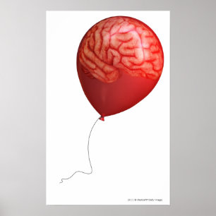 Affiches Illustration de ballon avec un cerveau superposé