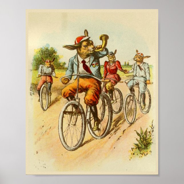 Affiches Illustration de bicyclettes à cheval vintages lapi (Devant)