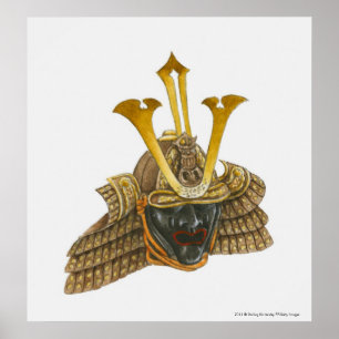 Affiches Illustration de casque samouraï du 16ème siècle