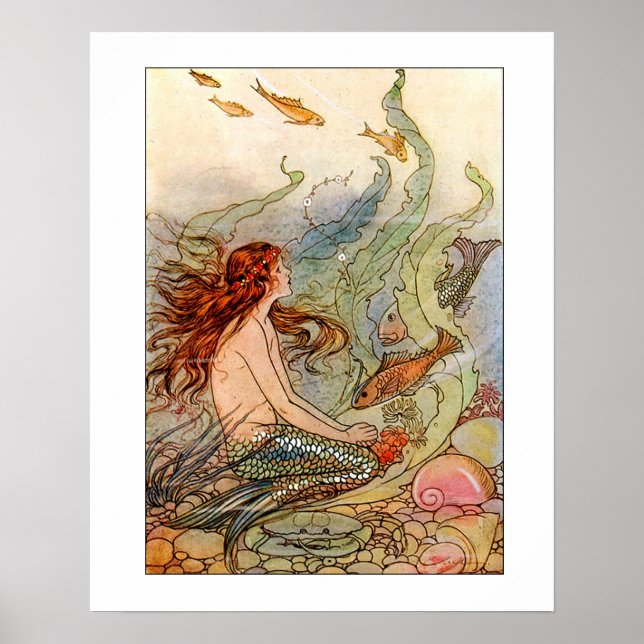 Affiches Illustration de la sirène d'art (Devant)