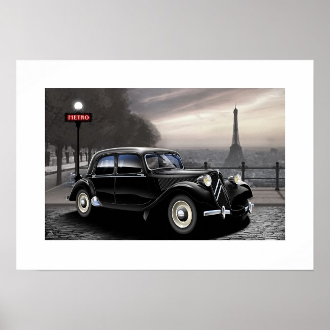 Affiches Illustration de l'affiche Citroen Traction Avant (Devant)