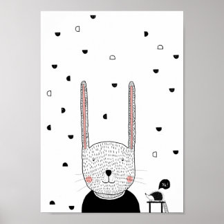 Affiches Illustration de lapin, salle d'enfants moderne art