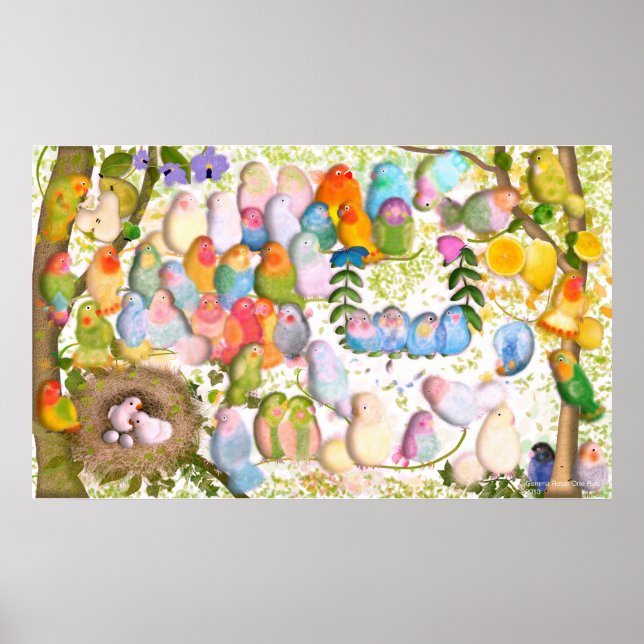 Affiches Illustration de Lovebirds par Gemma Orte Designs (Devant)