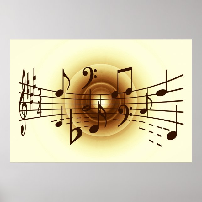 Affiches Illustration de notes musicales (Devant)