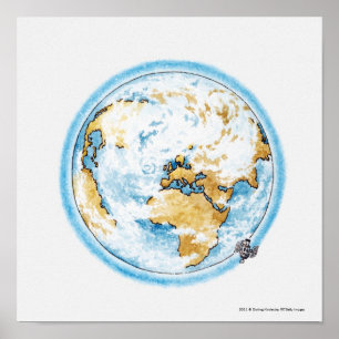 Affiches Illustration de satellite satellisant la terre