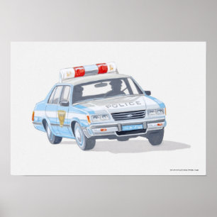 Affiches Illustration de voiture de police avec deux