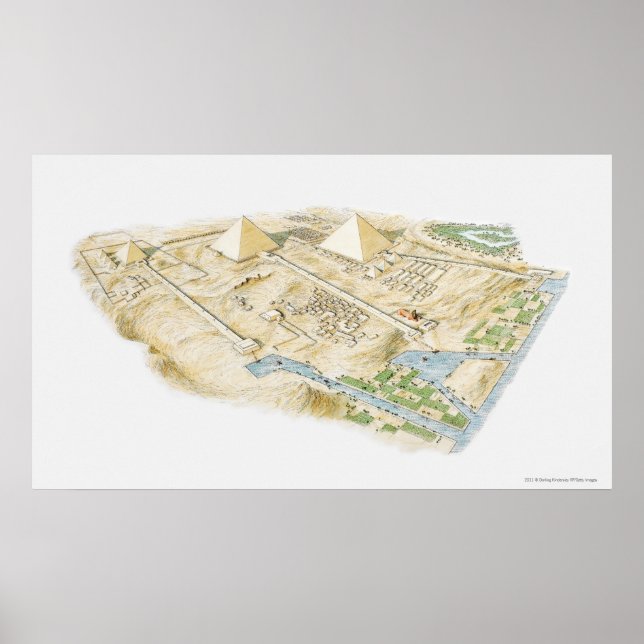 Affiches Illustration des pyramides de Gizeh (Devant)