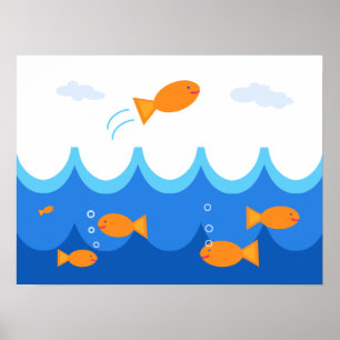 Affiches Illustration du poisson volant mignon et amusant
