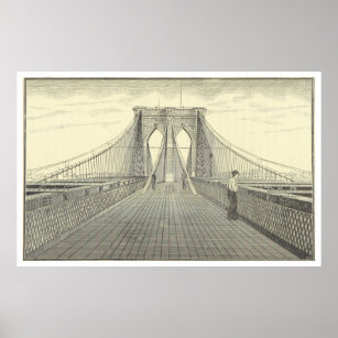Affiches Illustration du pont vintage Brooklyn (1883) 2