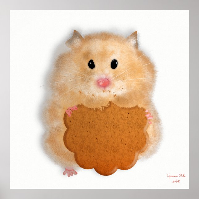 Affiches Illustration d'un adorable hamster avec de l'art b (Devant)