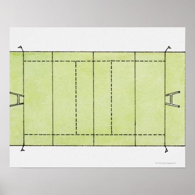 Affiches Illustration d'un terrain de rugby (Devant)