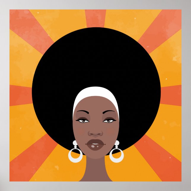 Affiches Illustration d'une femme avec cheveux afro (Devant)