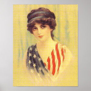 Affiches Illustration d'une femme patriotique