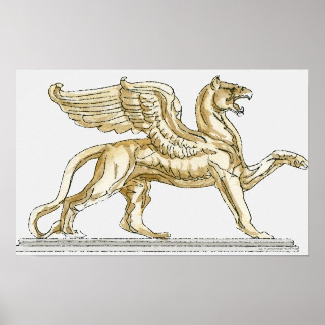 Affiches Illustration d'une statue de griffon (Devant)